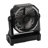 Camping Fan with LED Lantern 4 Levels 270 Degree Pivot Large Air Volume USB Rechargeable Outdoor Tent Fan with Light Hook Black