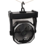 Camping Fan with LED Lantern 4 Levels 270 Degree Pivot Large Air Volume USB Rechargeable Outdoor Tent Fan with Light Hook Black