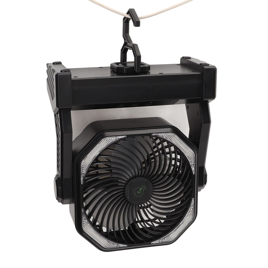 Camping Fan with LED Lantern 4 Levels 270 Degree Pivot Large Air Volume USB Rechargeable Outdoor Tent Fan, image 4
