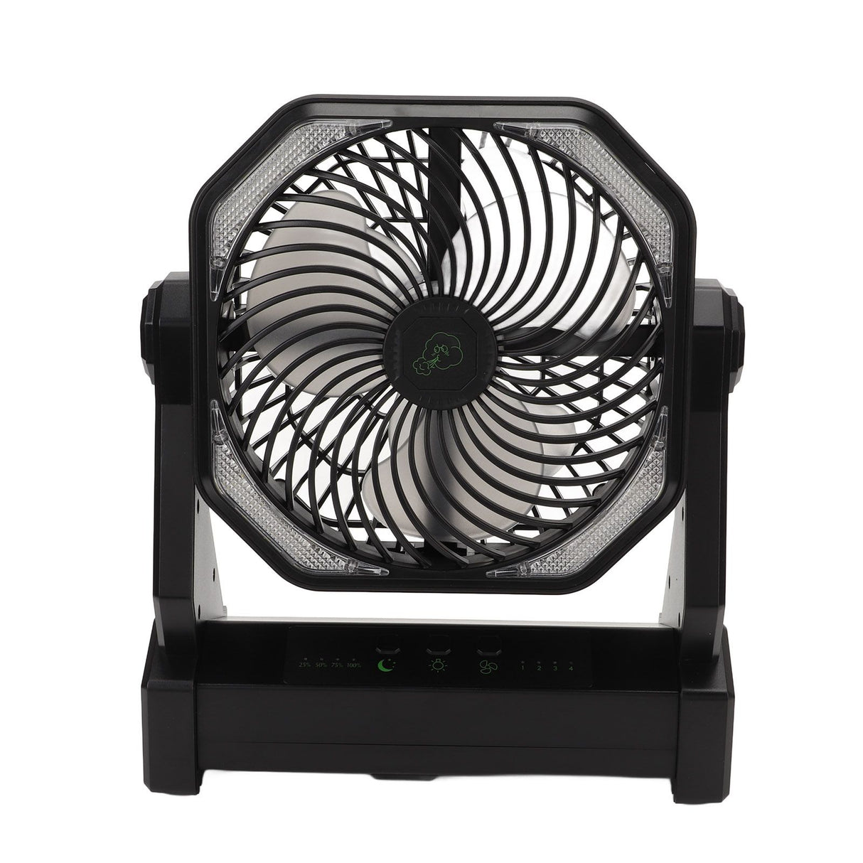 Camping Fan with LED Lantern 4 Levels 270 Degree Pivot Large Air Volume USB Rechargeable Outdoor Tent Fan with Light Hook Black