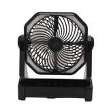 Camping Fan with LED Lantern 4 Levels 270 Degree Pivot Large Air Volume USB Rechargeable Outdoor Tent Fan with Light Hook Black