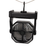 Camping Fan with LED Lantern 4 Levels 270 Degree Pivot Large Air Volume USB Rechargeable Outdoor Tent Fan with Light Hook Black