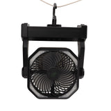 Camping Fan with LED Lantern 4 Levels 270 Degree Pivot Large Air Volume USB Rechargeable Outdoor Tent Fan with Light Hook Black