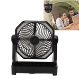 Camping Fan with LED Lantern 4 Levels 270 Degree Pivot Large Air Volume USB Rechargeable Outdoor Tent Fan with Light Hook Black - Extra Image