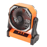Camping Fan with LED Lantern 4 Levels 270 Degree Pivot Large Air Volume USB Rechargeable Outdoor Tent Fan with Light Hook Orange