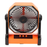 Camping Fan with LED Lantern 4 Levels 270 Degree Pivot Large Air Volume USB Rechargeable Outdoor Tent Fan with Light Hook Orange