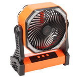 Camping Fan with LED Lantern 4 Levels 270 Degree Pivot Large Air Volume USB Rechargeable Outdoor Tent Fan with Light Hook Orange - Top-Down View
