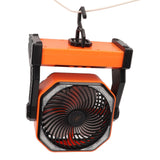 Camping Fan with LED Lantern 4 Levels 270 Degree Pivot Large Air Volume USB Rechargeable Outdoor Tent Fan with Light Hook Orange