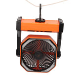 Camping Fan with LED Lantern 4 Levels 270 Degree Pivot Large Air Volume USB Rechargeable Outdoor Tent Fan with Light Hook Orange