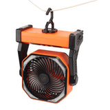Camping Fan with LED Lantern 4 Levels 270 Degree Pivot Large Air Volume USB Rechargeable Outdoor Tent Fan with Light Hook Orange - Extra Image