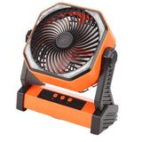 Camping Fan with LED Lantern 4 Levels 270 Degree Pivot Large Air Volume USB Rechargeable Outdoor Tent Fan with Light Hook Orange - Extra Image