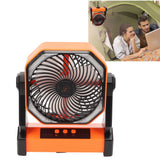 Camping Fan with LED Lantern 4 Levels 270 Degree Pivot Large Air Volume USB Rechargeable Outdoor Tent Fan with Light Hook Orange - Extra Image