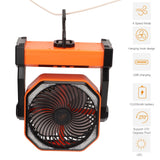 Camping Fan with LED Lantern 4 Levels 270 Degree Pivot Large Air Volume USB Rechargeable Outdoor Tent Fan with Light Hook Orange - Extra Image
