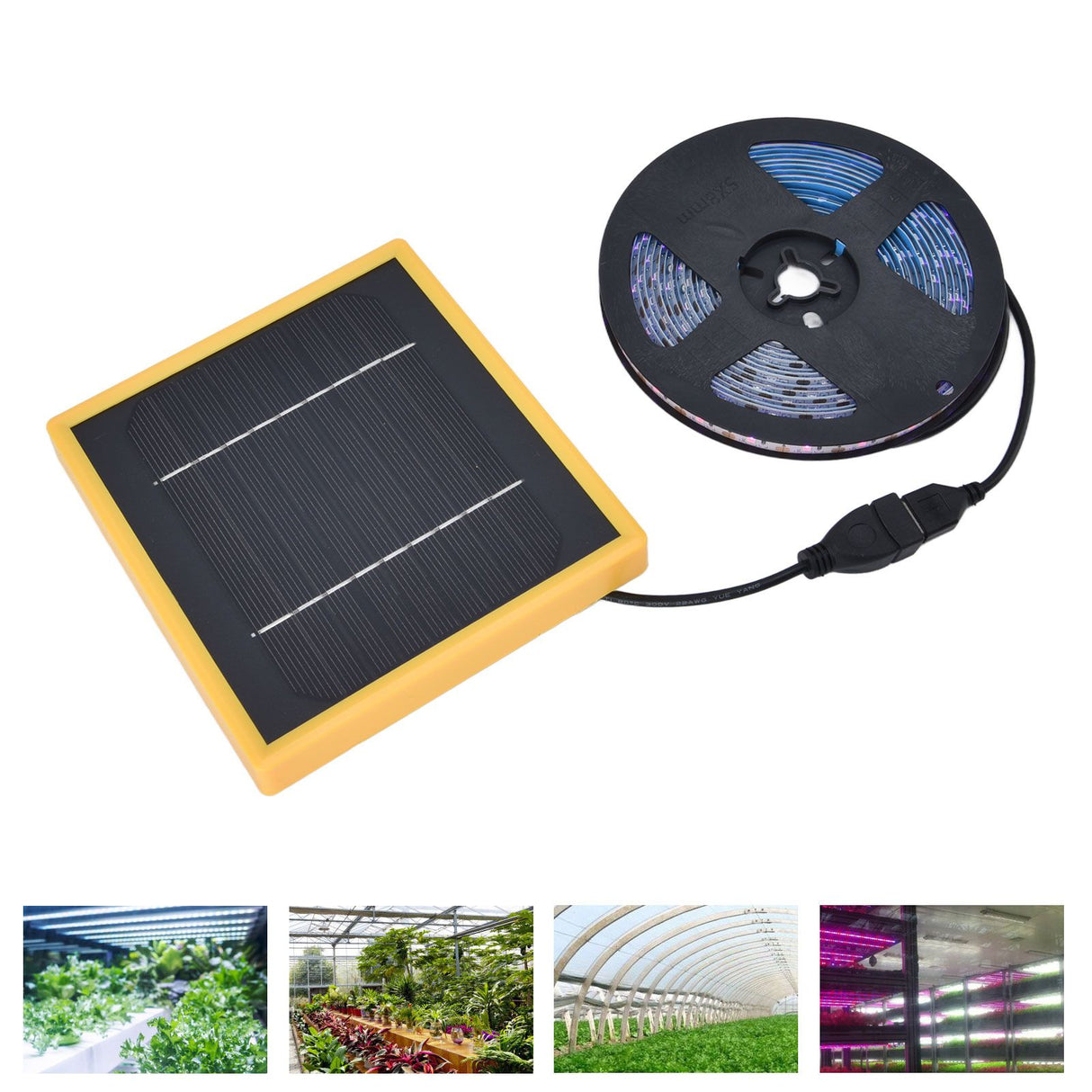 Solar Plant Grow Light Strip Solar Power Full Spectrum 5W LED High Luminous Flux Solar LED Grow Light Strips for Plant 3 Meters / 3.3yd