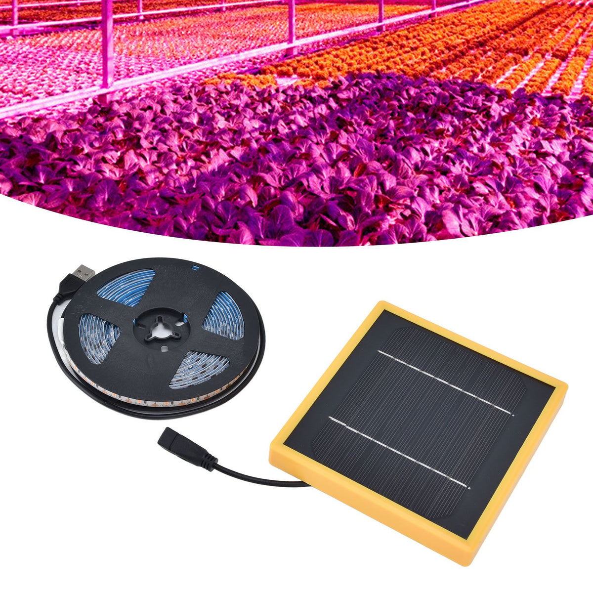 Solar Plant Grow Light Strip Solar Power Full Spectrum 5W LED High Luminous Flux Solar LED Grow Light Strips for Plant 3 Meters / 3.3yd