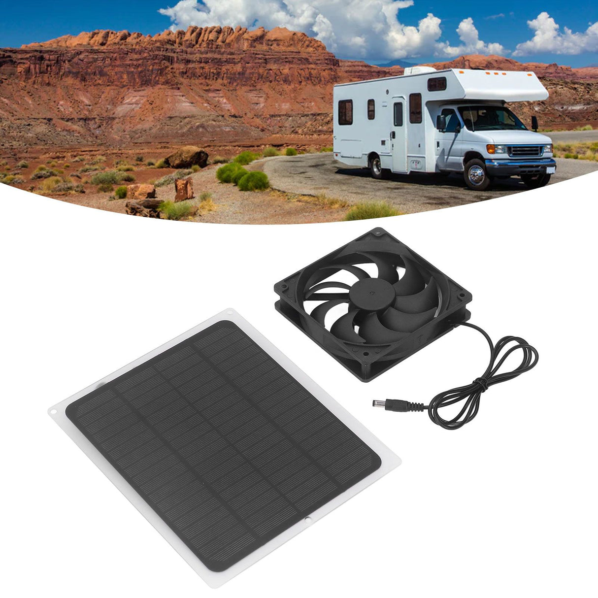 Solar Exhaust Fan Energy Saving Portable 5W 5V Solar Exhaust Fan for Camping RV Chicken Coop Dog House Tree House