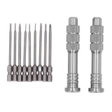 Steel Slotted Screwdriver Set with 9 Bits 2 Handles Hand Tool for Camera Lens Computer Electrical Maintenance
