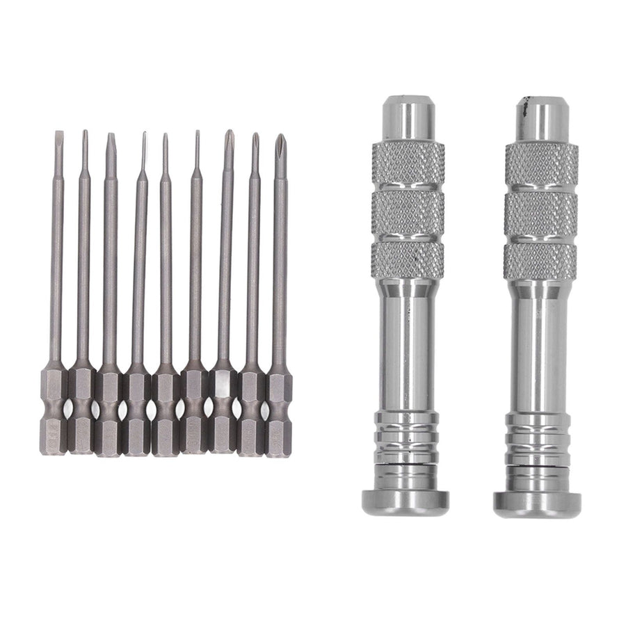 Steel Slotted Screwdriver Set with 9 Bits 2 Handles Hand Tool for Camera Lens Computer Electrical Maintenance