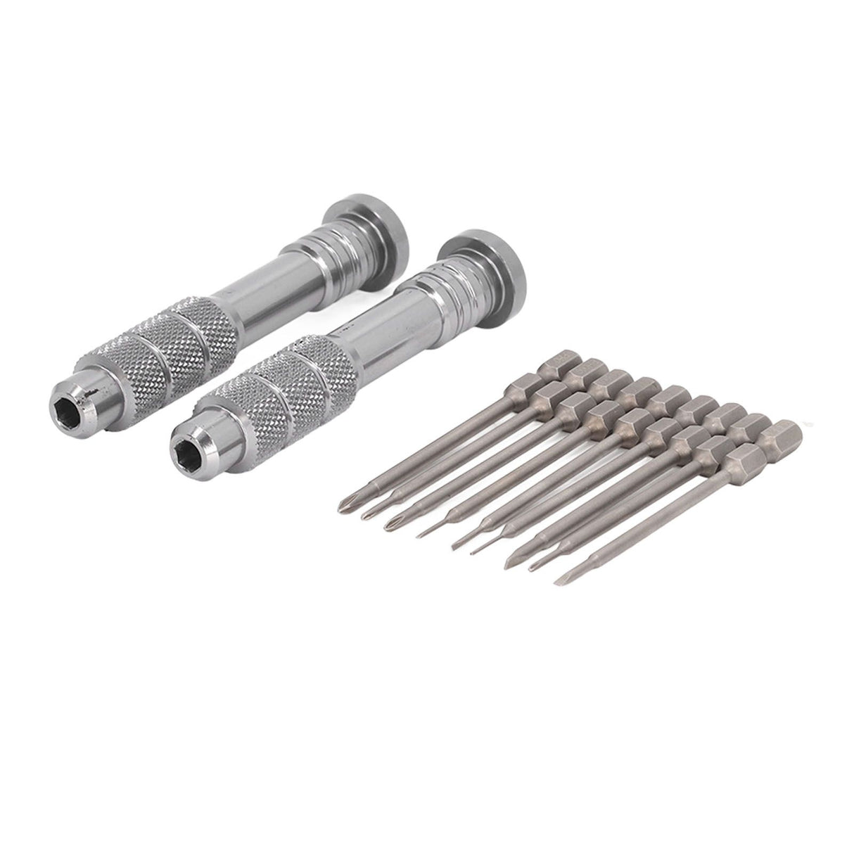 Steel Slotted Screwdriver Set with 9 Bits 2 Handles Hand Tool for Camera Lens Computer Electrical Maintenance