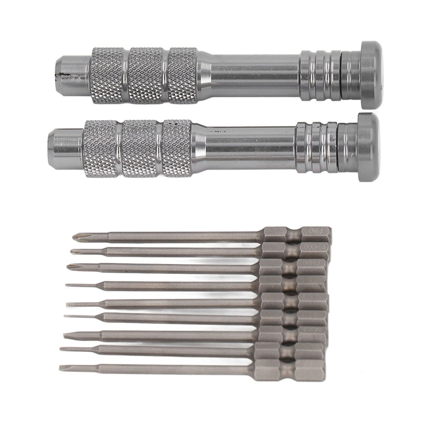 Steel Slotted Screwdriver Set with 9 Bits 2 Handles Hand Tool for Camera Lens Computer Electrical Maintenance