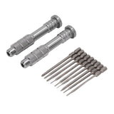 Steel Slotted Screwdriver Set with 9 Bits 2 Handles Hand Tool for Camera Lens Computer Electrical Maintenance