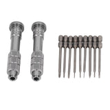 Steel Slotted Screwdriver Set with 9 Bits 2 Handles Hand Tool for Camera Lens Computer Electrical Maintenance