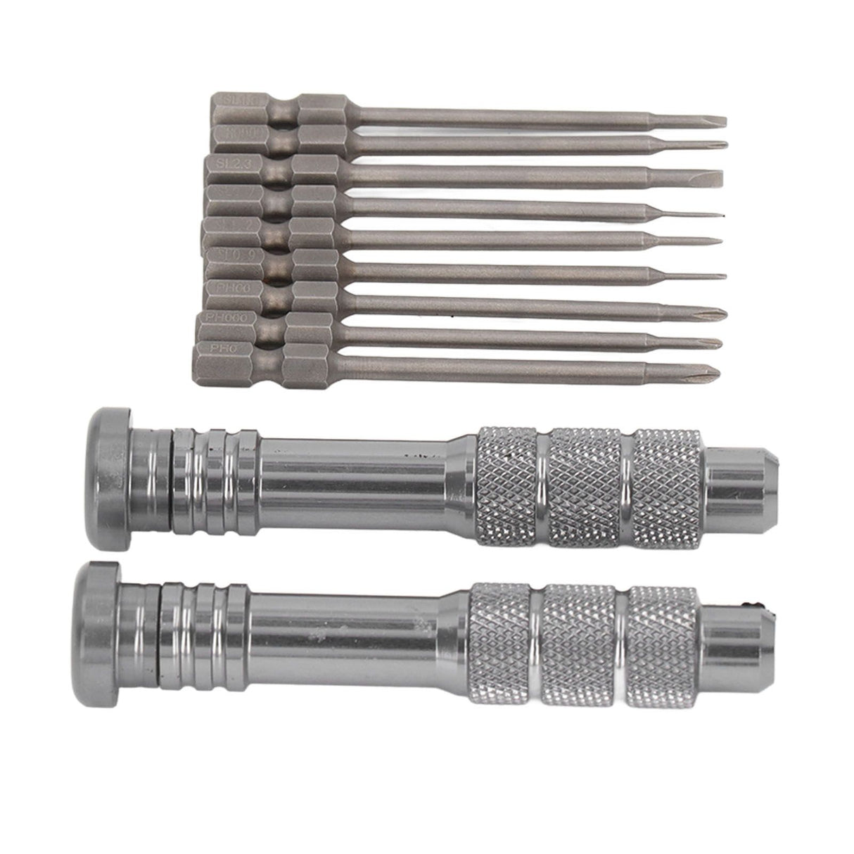 Steel Slotted Screwdriver Set with 9 Bits 2 Handles Hand Tool for Camera Lens Computer Electrical Maintenance
