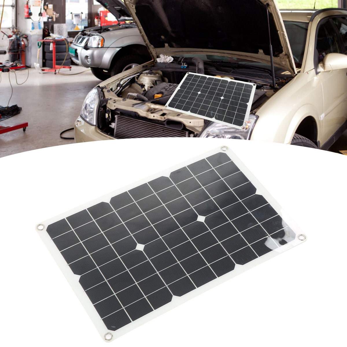 Solar Panel Kit Monocrystalline High Conversion Rate Dual USB Interface Output DIY Solar Panel for Hiking Camping 20W 5V