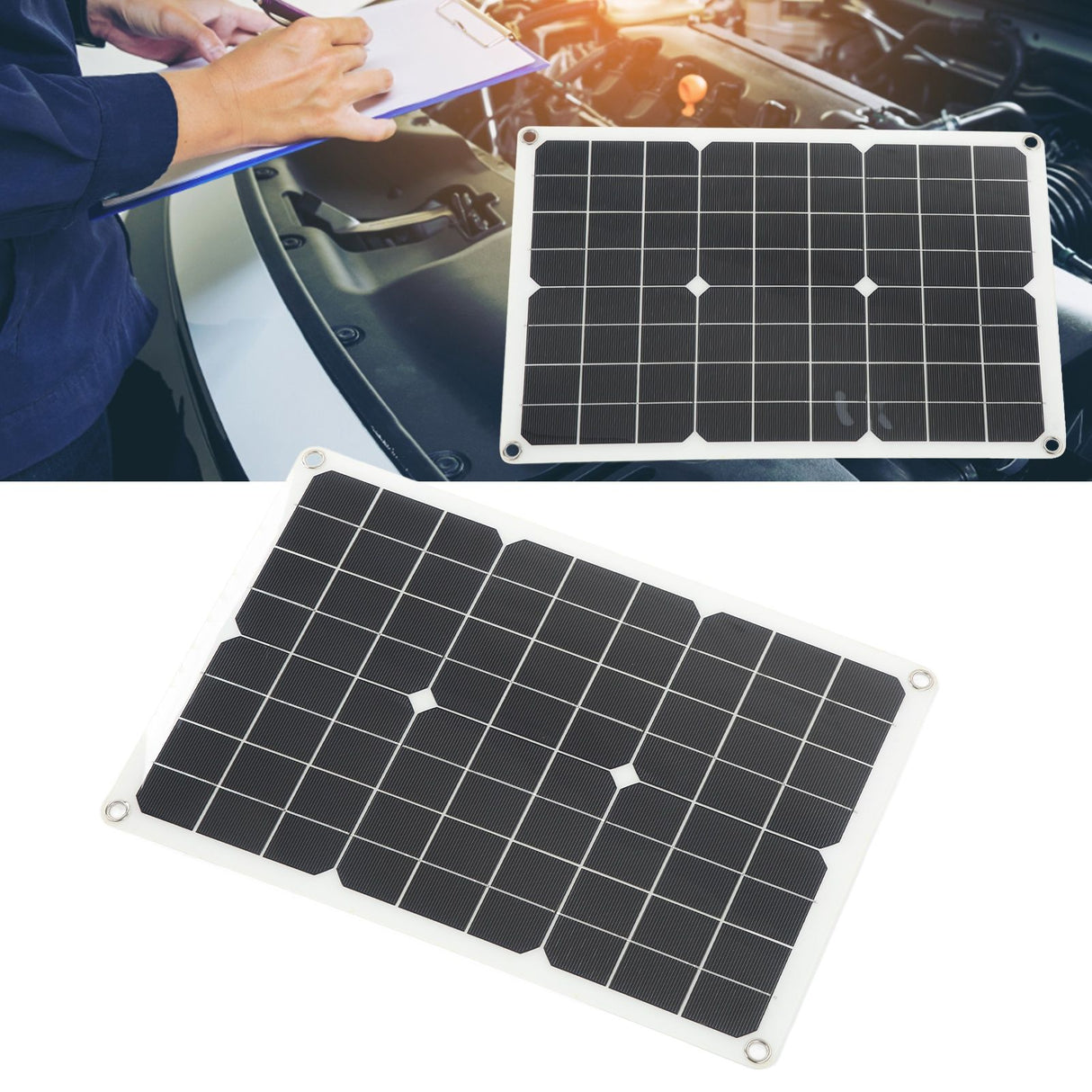 Solar Panel Kit Monocrystalline High Conversion Rate Dual USB Interface Output DIY Solar Panel for Hiking Camping 20W 5V