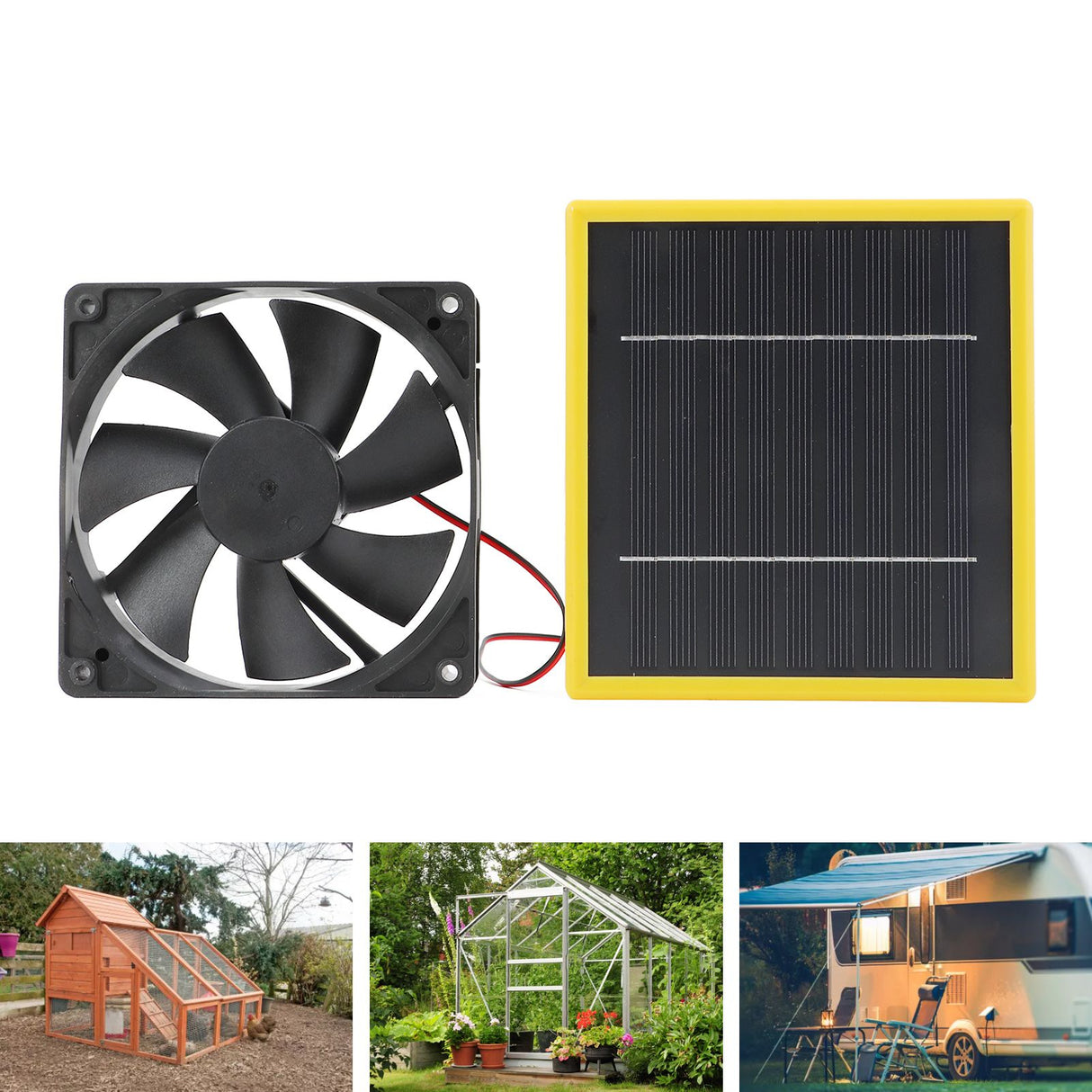5W 12V Solar Powered Fan with Bracket Portable DIY Cooling Ventilation Fan with Solar Panel for Chicken Coop Greenhouse