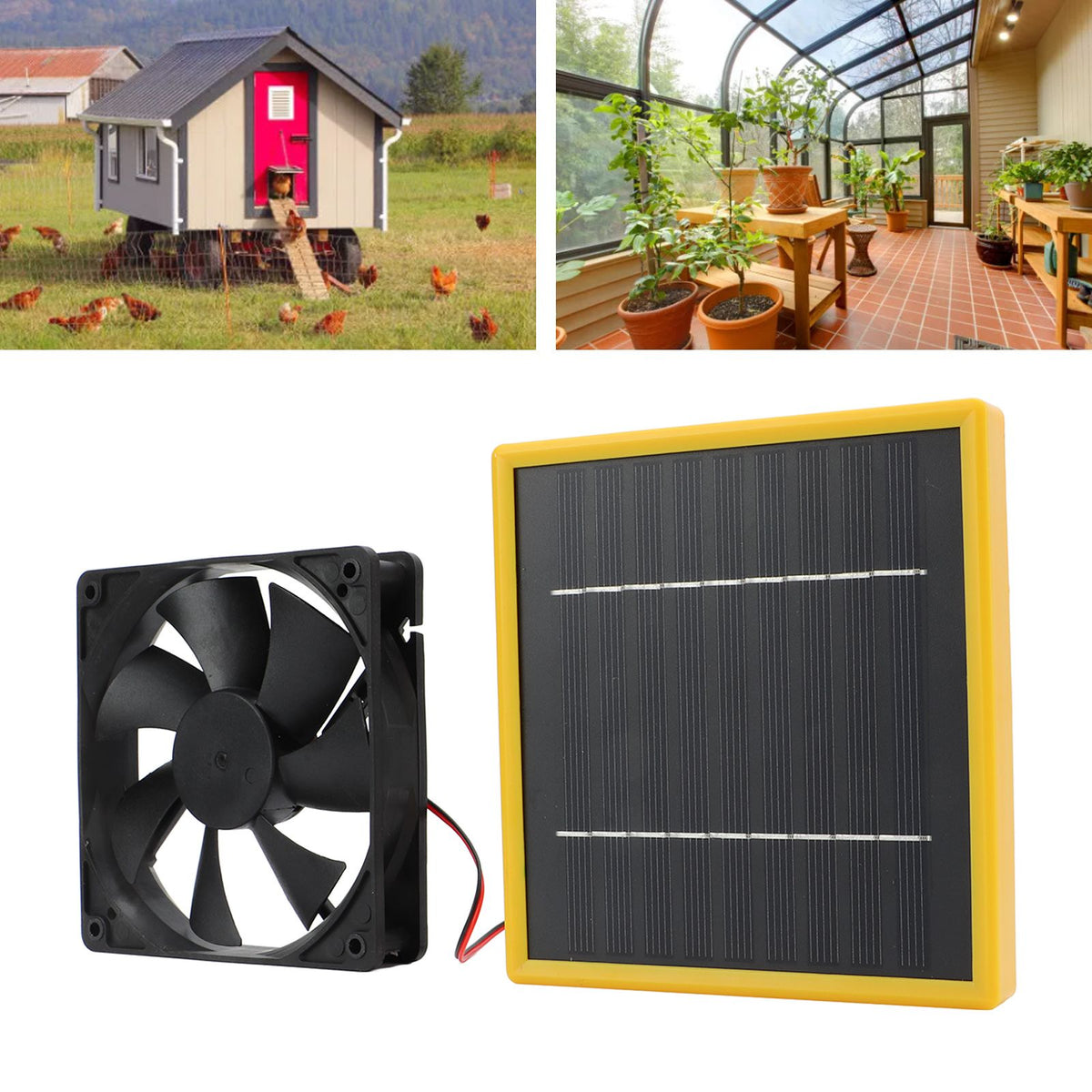 5W 12V Solar Powered Fan with Bracket Portable DIY Cooling Ventilation Fan with Solar Panel for Chicken Coop Greenhouse