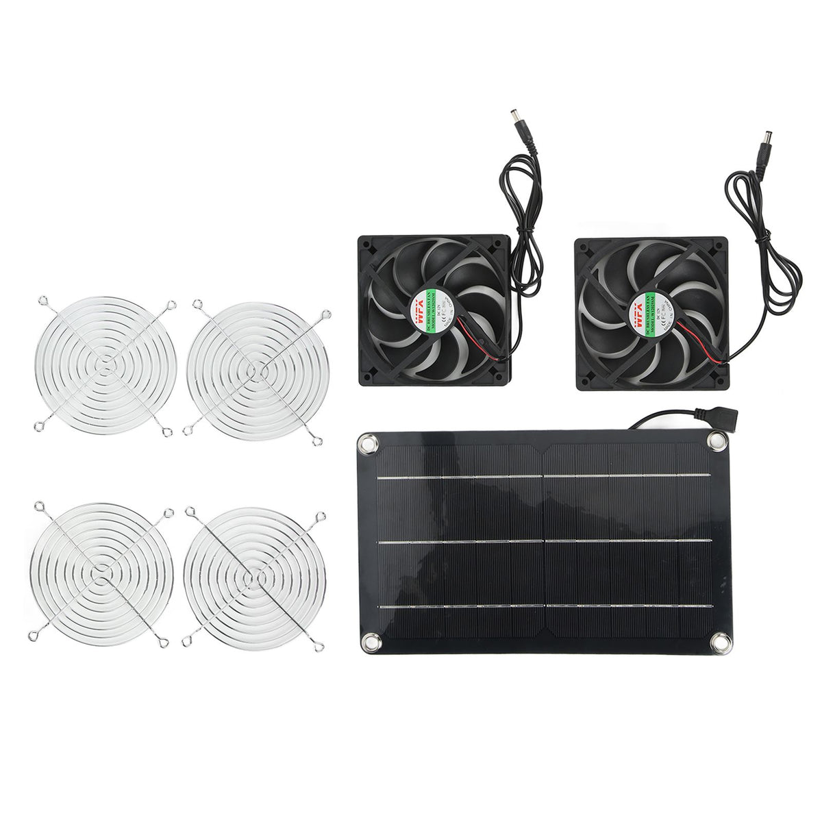 Solar Fan Portable Safe Environment Friendly Dual Exhaust Fan with Solar Panel for Pet House DC 12V