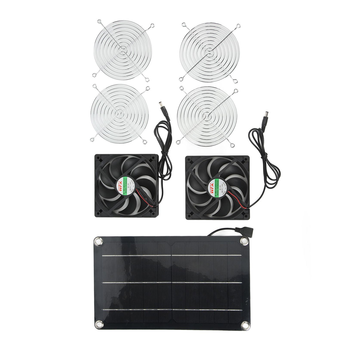Solar Fan Portable Safe Environment Friendly Dual Exhaust Fan with Solar Panel for Pet House DC 12V