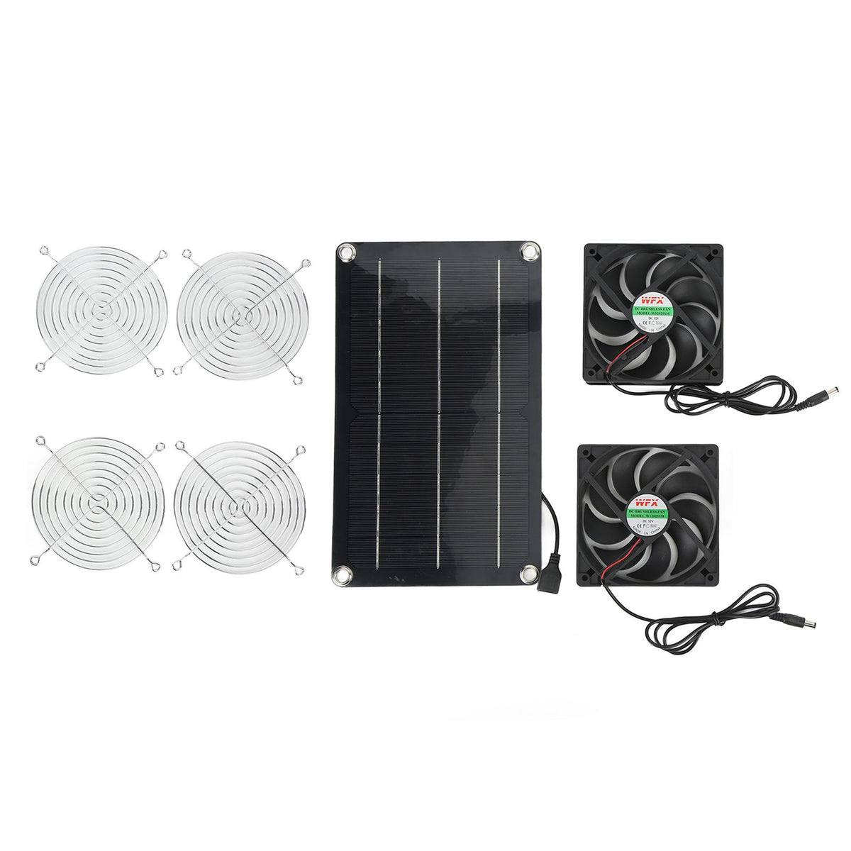 Solar Fan Portable Safe Environment Friendly Dual Exhaust Fan with Solar Panel for Pet House DC 12V