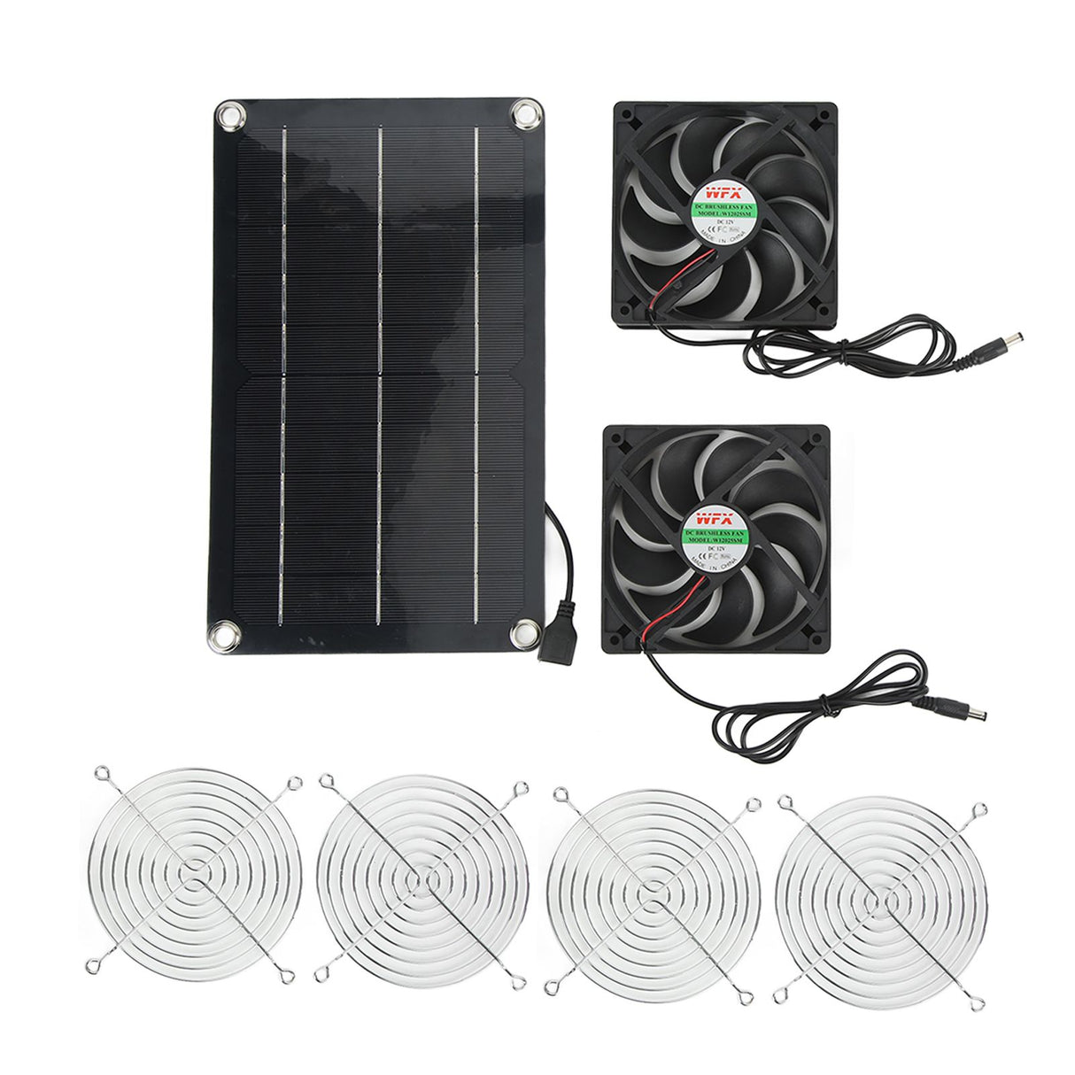 Solar Fan Portable Safe Environment Friendly Dual Exhaust Fan with Solar Panel for Pet House DC 12V