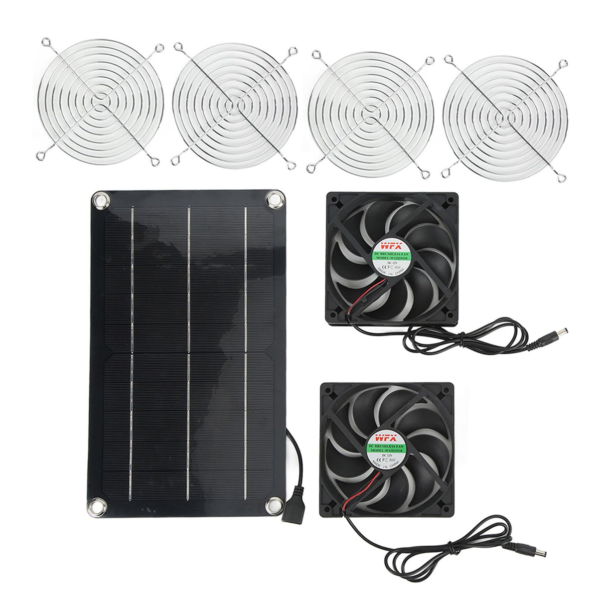 Solar Fan Portable Safe Environment Friendly Dual Exhaust Fan with Solar Panel for Pet House DC 12V