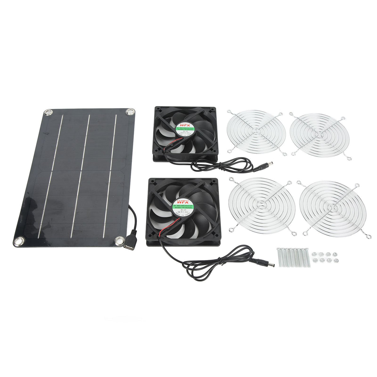 Solar Fan Portable Safe Environment Friendly Dual Exhaust Fan with Solar Panel for Pet House DC 12V