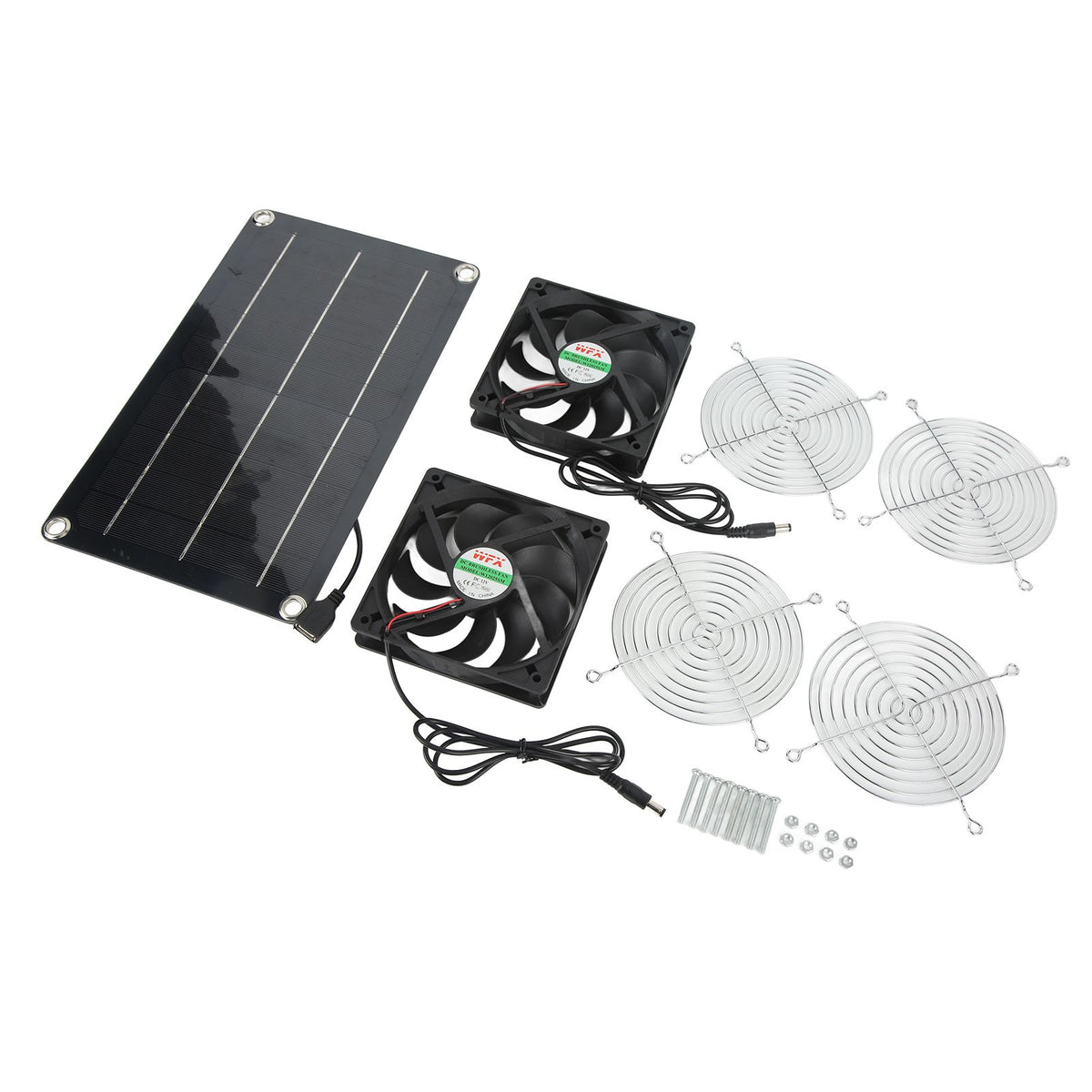 Solar Fan Portable Safe Environment Friendly Dual Exhaust Fan with Solar Panel for Pet House DC 12V