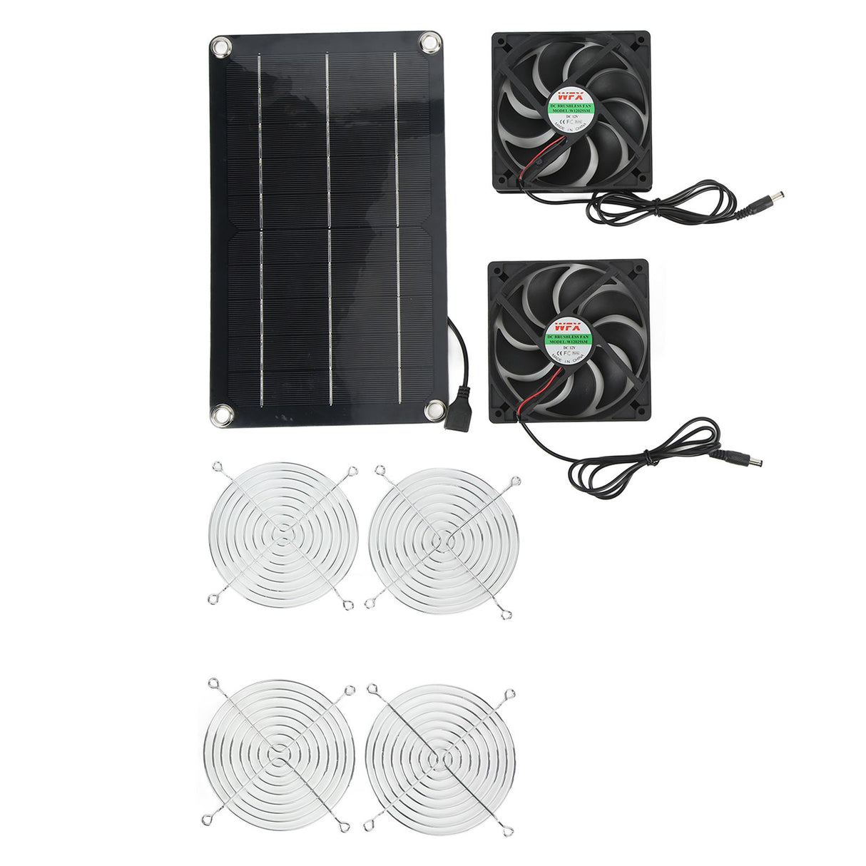 Solar Fan Portable Safe Environment Friendly Dual Exhaust Fan with Solar Panel for Pet House DC 12V