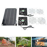 Solar Fan Portable Safe Environment Friendly Dual Exhaust Fan with Solar Panel for Pet House DC 12V - Extra Image