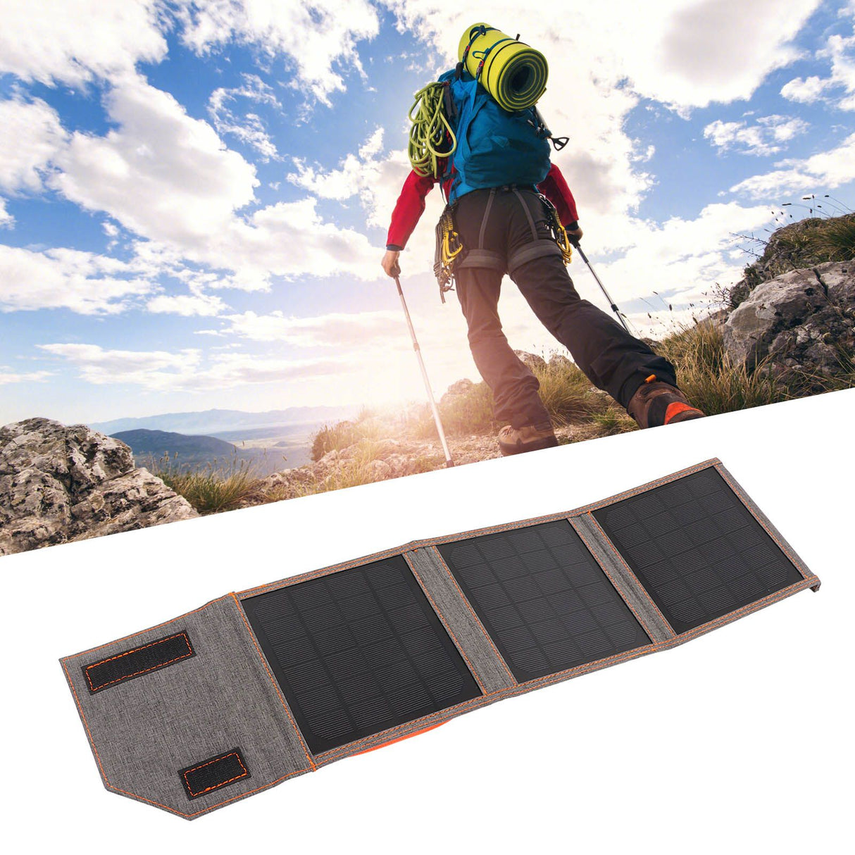 10W 5V Solar Panel Charger Outdoor Monocrystalline USB Solar Charging Pack Foldable for Camping Hiking Travel