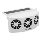 Solar Powered Car Cooler Large Wide Angle 3 Fans Deodorant Energy Saving Car Exhaust Ventilation Fan White - Rear View