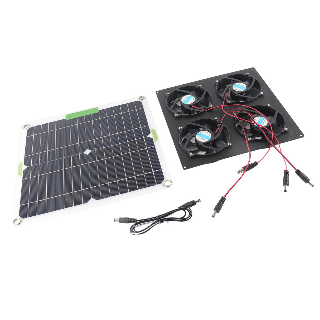 Solar Panel Fan Kit Waterproof Monocrystalline Silicon Solar Fan 4 Ports Ventilator Exhaust Fan for Greenhouses
