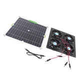 Solar Panel Fan Kit Waterproof Monocrystalline Silicon Solar Fan 4 Ports Ventilator Exhaust Fan for Greenhouses - Rear View