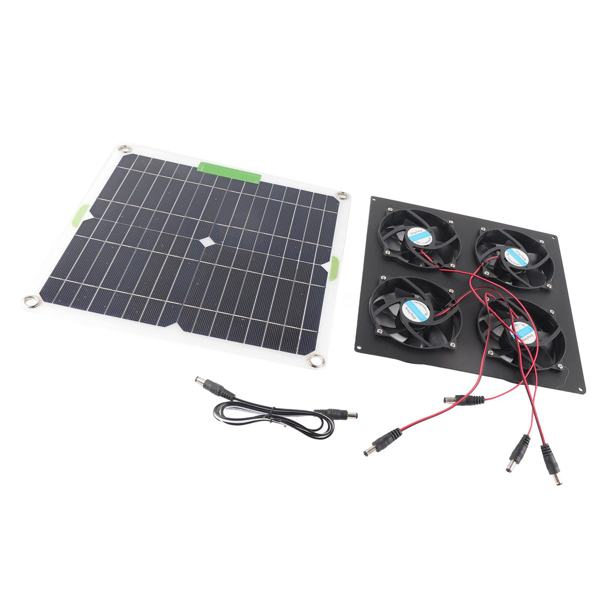 Solar Panel Fan Kit Waterproof Monocrystalline Silicon Solar Fan 4 Ports Ventilator Exhaust Fan for Greenhouses