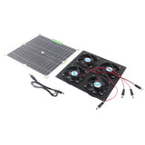 Solar Panel Fan Kit Waterproof Monocrystalline Silicon Solar Fan 4 Ports Ventilator Exhaust Fan for Greenhouses