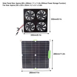 Solar Panel Fan Kit Waterproof Monocrystalline Silicon Solar Fan 4 Ports Ventilator Exhaust Fan for Greenhouses