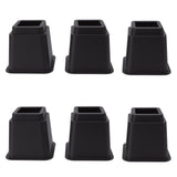 6pcs Bed Risers 5in High Quadrate Trapezoidal Ergonomic Plastic Black Furniture Risers Blocks for Home Office