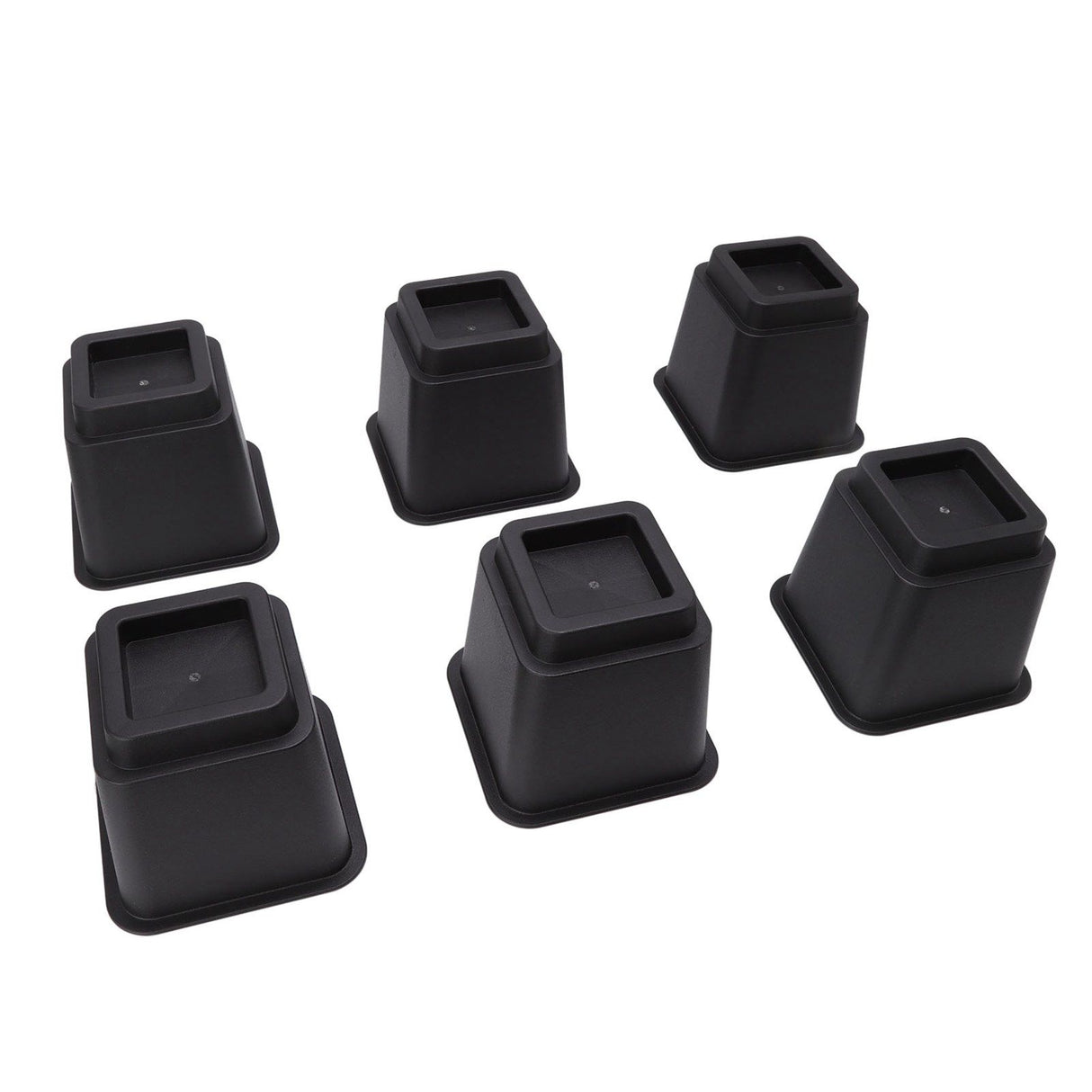 6pcs Bed Risers 5in High Quadrate Trapezoidal Ergonomic Plastic Black Furniture Risers Blocks for Home Office