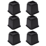 6pcs Bed Risers 5in High Quadrate Trapezoidal Ergonomic Plastic Black Furniture Risers Blocks for Home Office